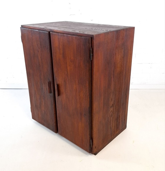 Vintage brutalist sideboard rough dark brown wood (photo 2 of 13)
