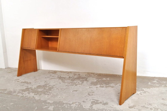 Mid-century sideboard with slanted front, 1950s – Wood (photo 12 of 13)