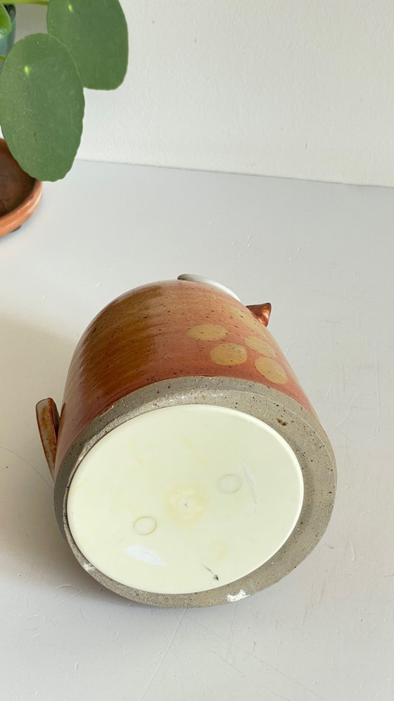 Image 1 of Tirelire Chouette en Grès Émaillé Vintage