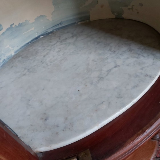 Image 1 of Antiker französischer Beistelltisch oder Nachttisch mit Intarsienarbeit, Frankreich