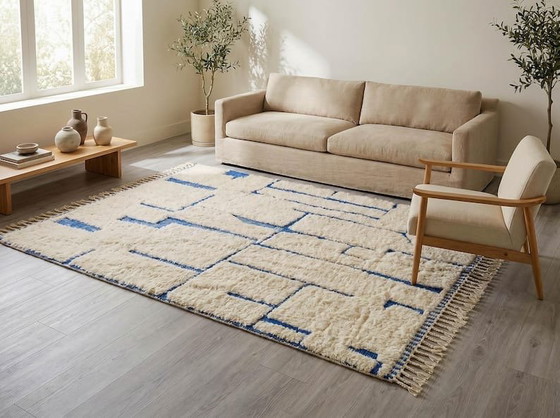 Traditional Handmade Pure Wool Rug Size 2/3, Aime Té, Rugs & carpets, Blue (photo 4 of 7)