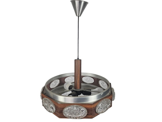 Image 1 of Lakro Amstelveen - hanglamp - Ufo lamp - houtfineer - aluminium - 60's