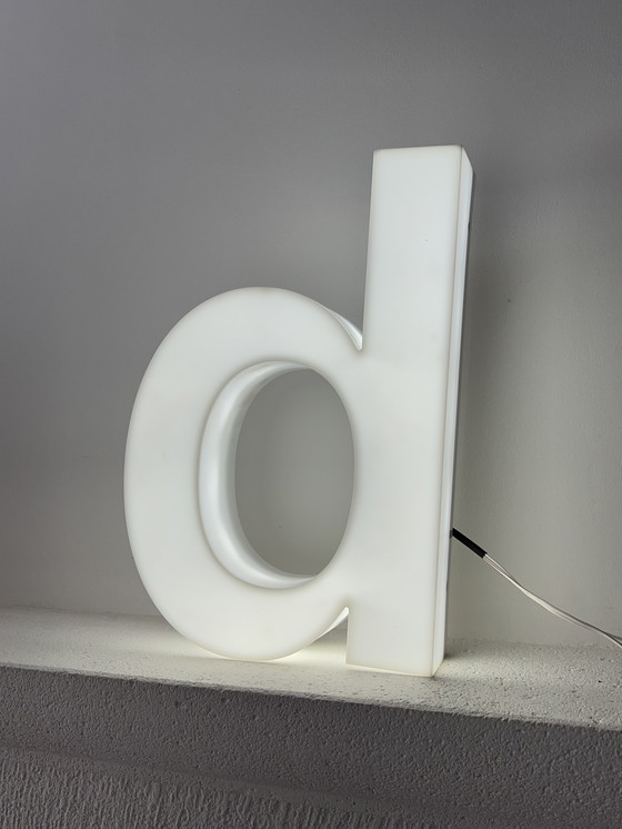 Image 1 of Leuchtbuchstabe "D" für weißes Vintage-Aushängeschild - 70er Jahre