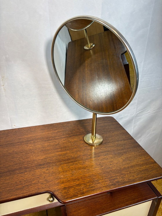 Image 1 of Mid-Century Retro Vintage Teak Dressing Table by G Plan – “White China” Librenza Range 1950  Golden Maker’s Mark • Italian Desig