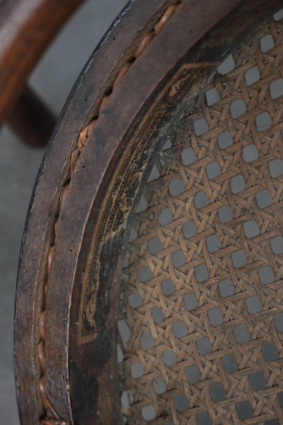 Image 1 of 4 x Wooden vintage bistro chair Jacob & Josef Kohn Wien with a wicker seat