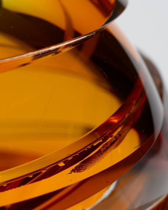 Image 1 of Rosenthal Creative Center "Blockglas" Amber Globe Vase Monumental Optical Glass