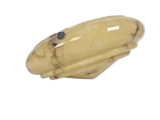 Image 1 of Art Deco - bowl lamp - marbled glass - pendant lamp - France - 30s