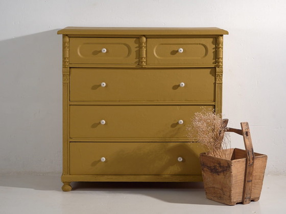 Large antique mustard chest of drawers (c.1920) #78 – Rustic (photo 8 of 40)
