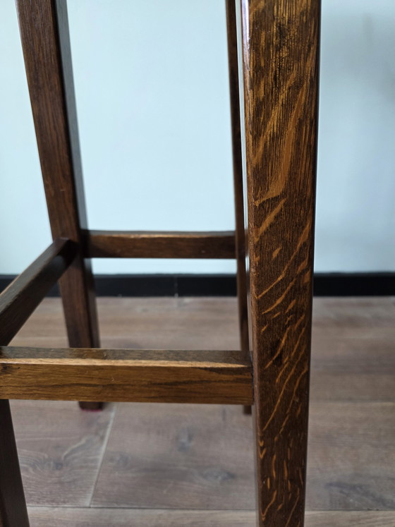 Image 1 of Vintage eiken barkrukken set met kapiteinstoel