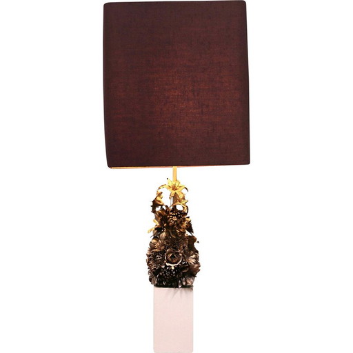 Vintage lamp decorated with a bouquet of flowers, France 1970