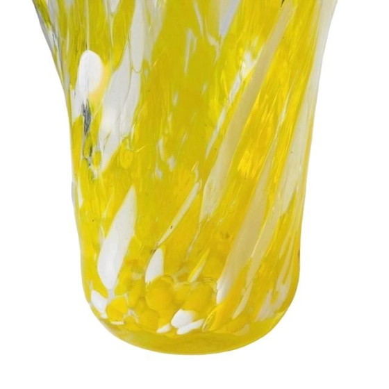 Image 1 of Vaso vintage in vetro stile Murano giallo bianco trasparente