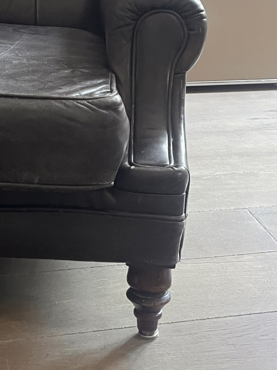 Image 1 of Vintage Chesterfield smoking chair with footstool
