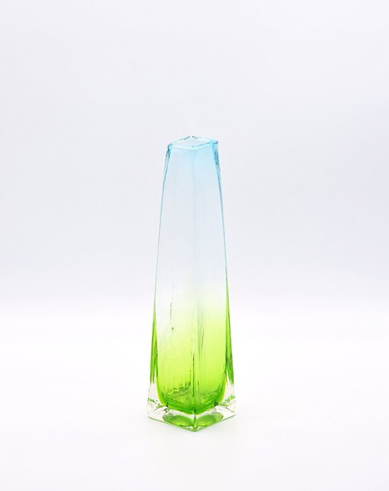 Image 1 of Vaso Leonardo blu-verde - Design in vetro vintage, H 26cm