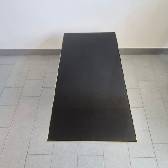 Image 1 of Vintage 1970s Maison Jansen coffee table in bronze and glass with goat's feet, 70s chic