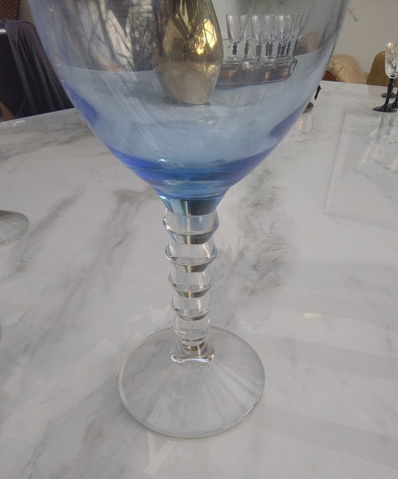 Image 1 of set di 12 bicchieri da dessert vintage Luxor Bi-col Zaffiro blu