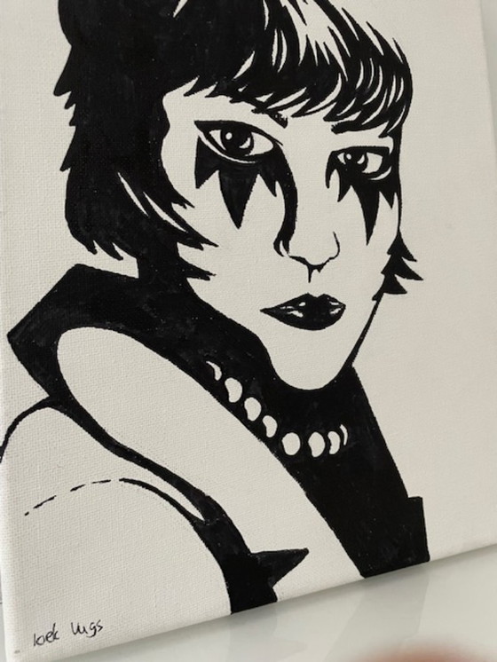 Image 1 of Loek Vugs ausdrucksstarkes Porträt auf Leinwand 24 x 30 cm