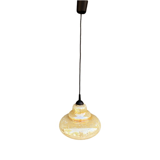 Opalescent Glass Pendant Lamp, Narva Leuchen, Germany, 1970s