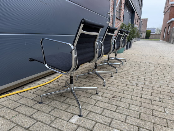 Image 1 of 4x Vitra Eames Ea107 office chairs, black hopsack and chrome