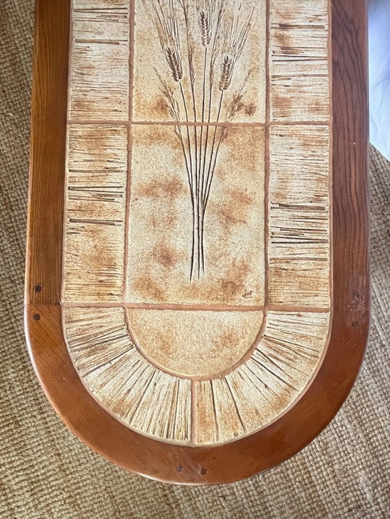 Image 1 of Herbarium coffee table in ceramic and solid wood, signed