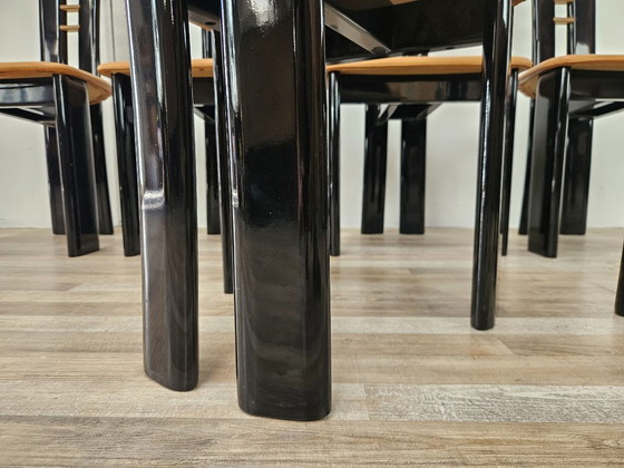 Set aus 6 Pierre Cardin Stühlen aus schwarz lackiertem Holz, 1970 – Esszimmerstühle, Wood (photo 20 of 20)