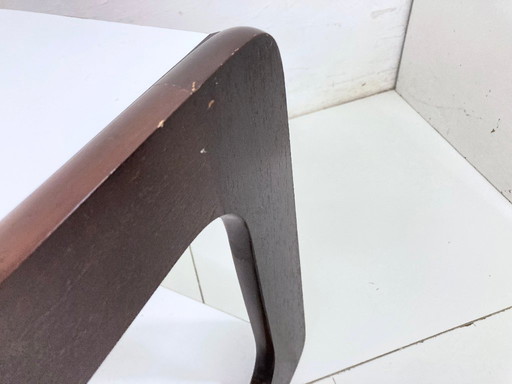 Extendable coffee table on wheels from the 1970s Space Age design