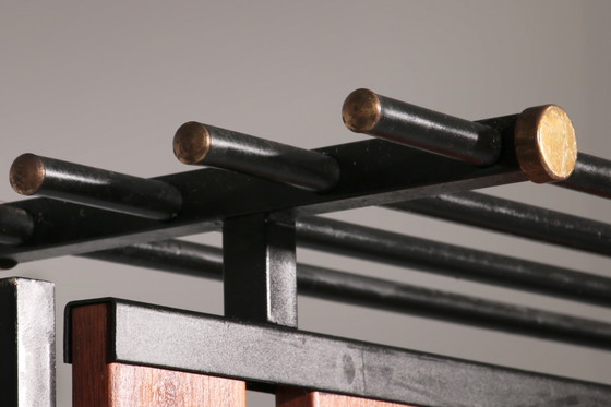Image 1 of Italian Vintage Elegance – Brass and Teak Wall Clothes Hanger from the 1950s-1960s