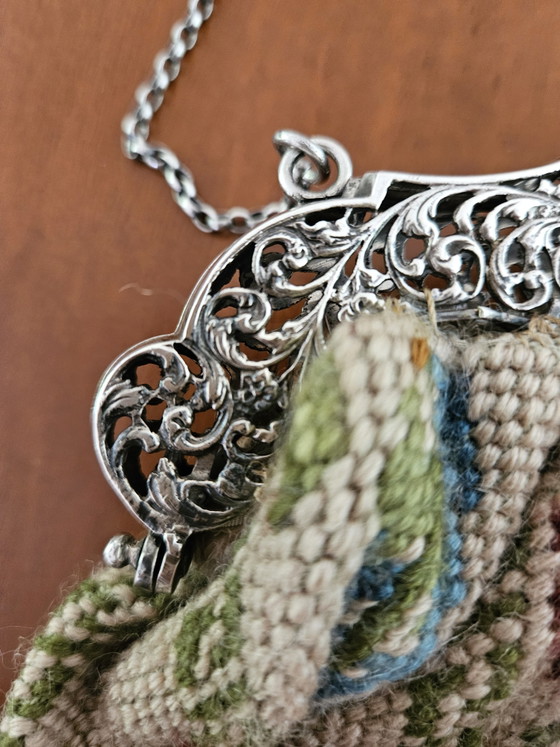 Monture de Sac Antique en Argent avec Scène de Café env. 1910 – Autres sacs, Tweed (photo 6 of 12)