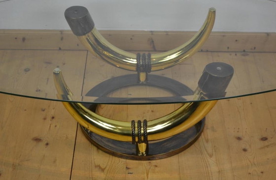 Image 1 of Tavolo da salotto dal design vintage con olifantentanden in bronzo
