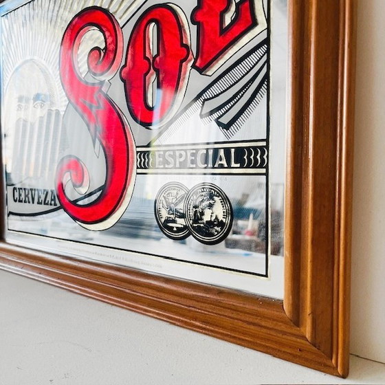 Image 1 of Vintage Mexicaanse Cerveza Sol bierspiegel 1960's