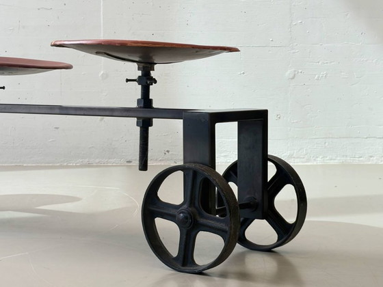 Image 1 of ndustrielle Sitzbank von KARE Design mit verstellbaren Ledersitzen, 2000er Jahre