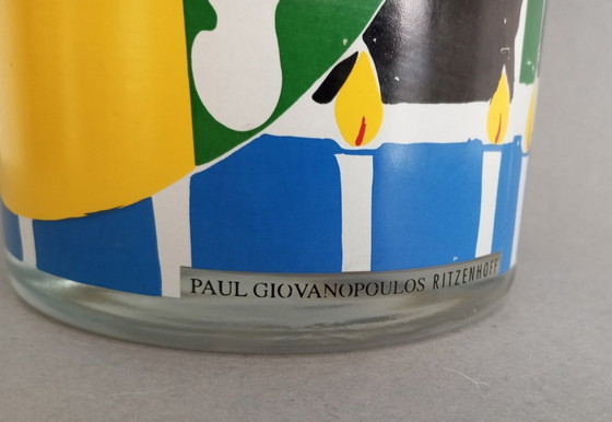 Image 1 of Paul Giovanopulos - enorme vaso artistico in vetro postmoderno/astratto Ritzenhoff Germania ca. 1990