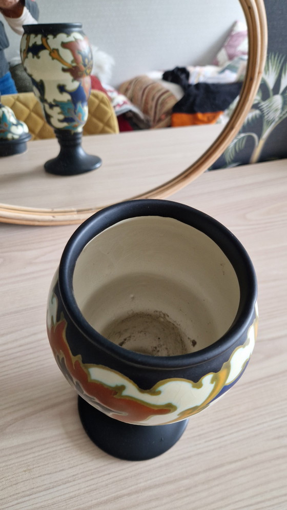 Image 1 of Vaso con coperchio Gouds Plateel Regina