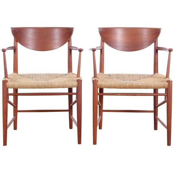 Image 1 of Pair of vintage Scandinavian teak armchairs model 317 by Peter Hvidt & Orla Mølgaard Nielsen for Søborg Møbelfabrik