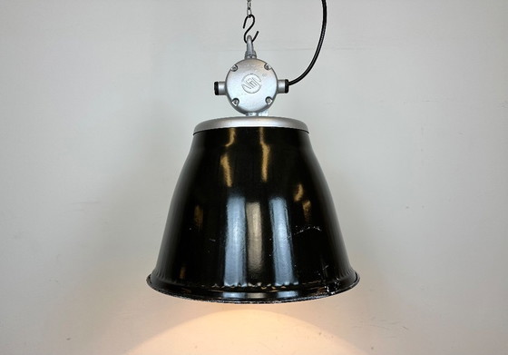 Image 1 of Industrial Black Enamel Factory Pendant Lamp, 1960s