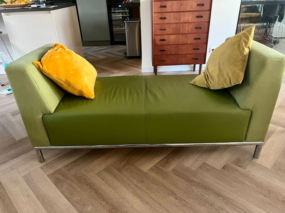 Image 1 of Montel Mos Groen Tweezitsbank Bank Sofa Design Leer En Stof