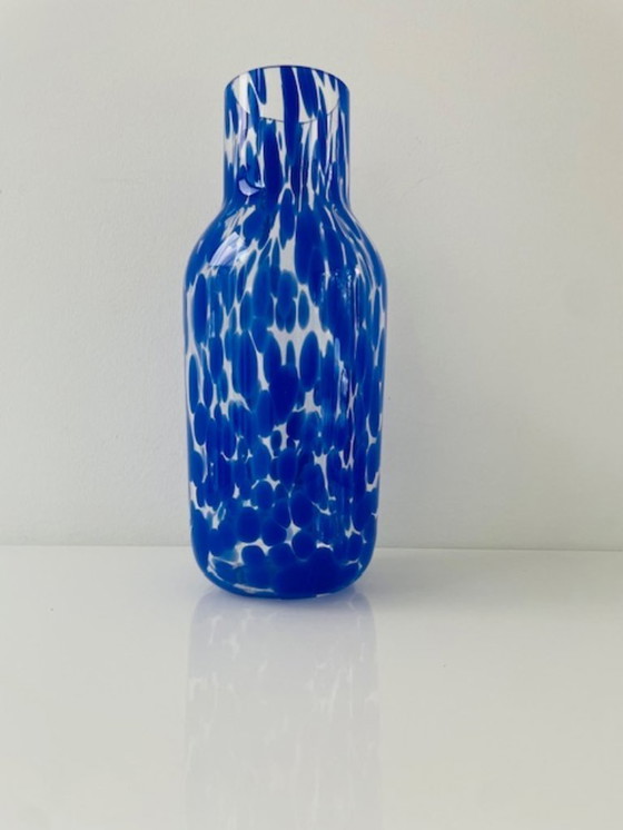 Image 1 of Mouth-blown designer carafe/vase sapphire blue – unique