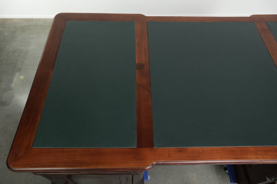 Bureau de partenaire Chesterfield luxueux et pratique avec plateau en cuir vert de style anglais – Bureaux (photo 8 of 16)