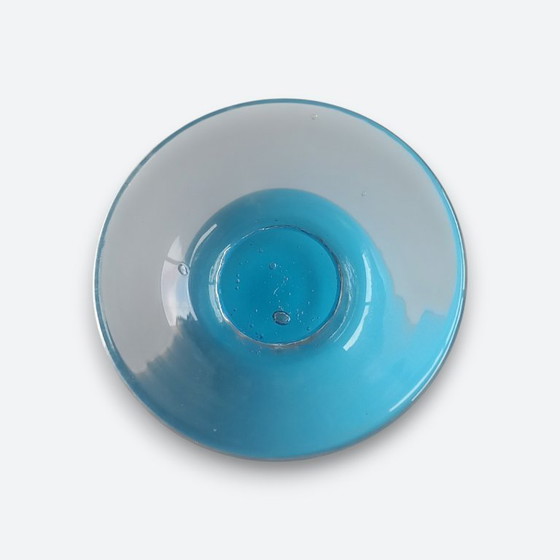 Image 1 of Mid-century studio art glass vaas – opaline cased glass – turquoise – mondgeblazen – Europa (2e helft 20e eeuw)