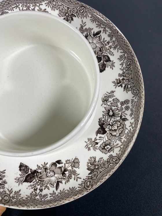 Image 1 of Beurrier en céramique blanche et brune Wedgwood Faisans