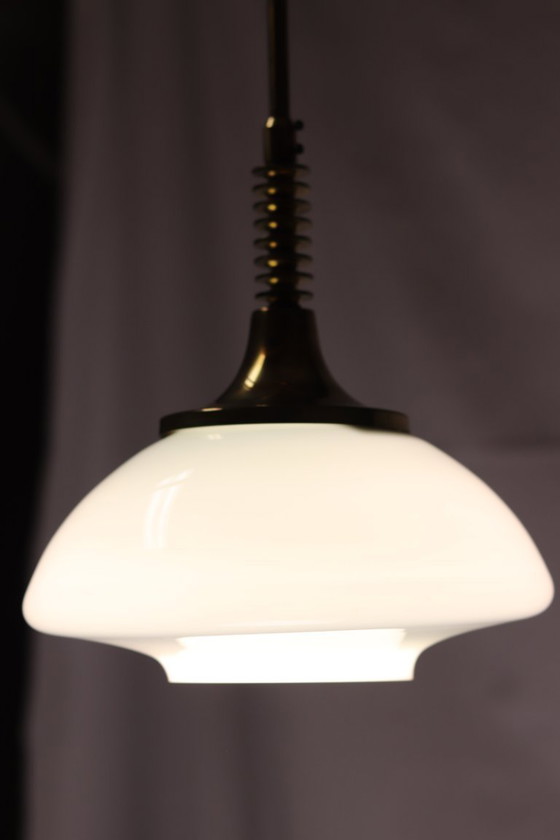 Image 1 of Elegante 1970 Lichtblauwe Opaline Hanger - Czech Vintage Gem