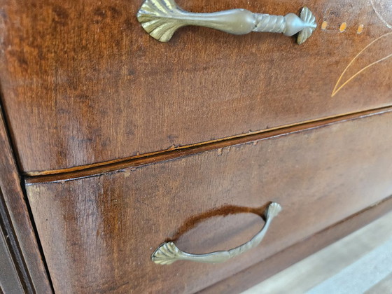 Vintage eiken ladekast met zes laden en glazen blad, 1960 – Ladekasten, Wood (photo 22 of 23)