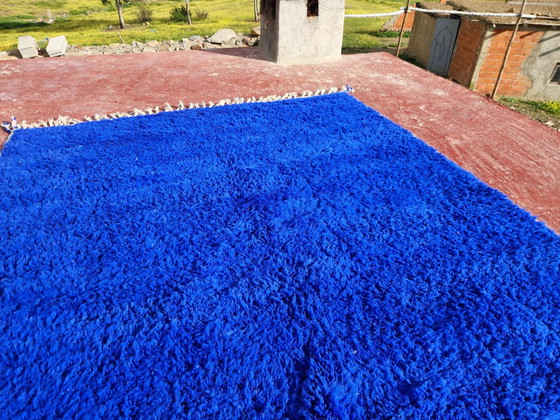 Large Beni Ouarain Berber rug in Majorelle blue, 300x200 cm, thick wool, Rugs & carpets, Cotton (photo 13 of 17)