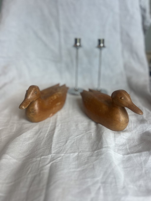Houten vintage eenden koppel lokeend prachtig mooi huwelijkscadeau handgemaakt