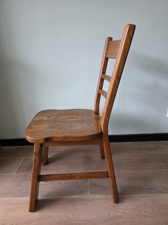 Image 1 of Massief eiken brutalist stoelen – set van 4