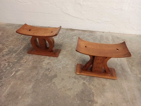 Image 1 of Set di 2 sgabelli Ashanti, africani