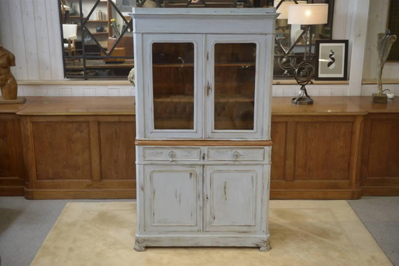 Credenza a due corpi patinata del XIX secolo. – Armadi contenitori, Vintage (photo 5 of 14)