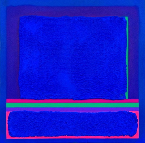 Pintura de Campo de Color Minimalismo Abstracto Neón Azul 01 95×95 Cm | Bellas Artes Sobre Cristal Acrílico de 5 Mm | Pieza de E