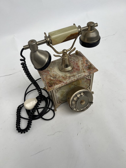 Teléfono retro de ónix - Estilo Hollywood Regency