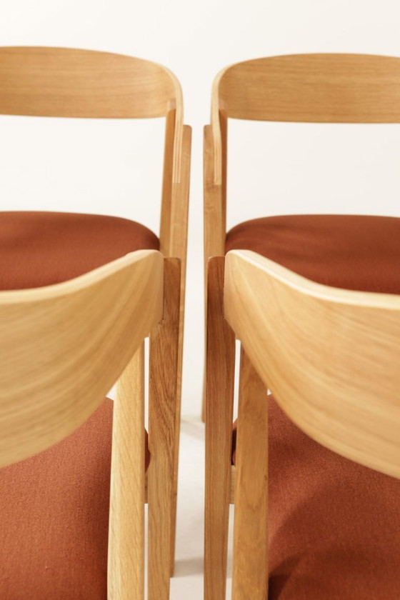 Image 1 of Esszimmerstühle aus Eichenholz, Kupfer und Samt, 6er-Set