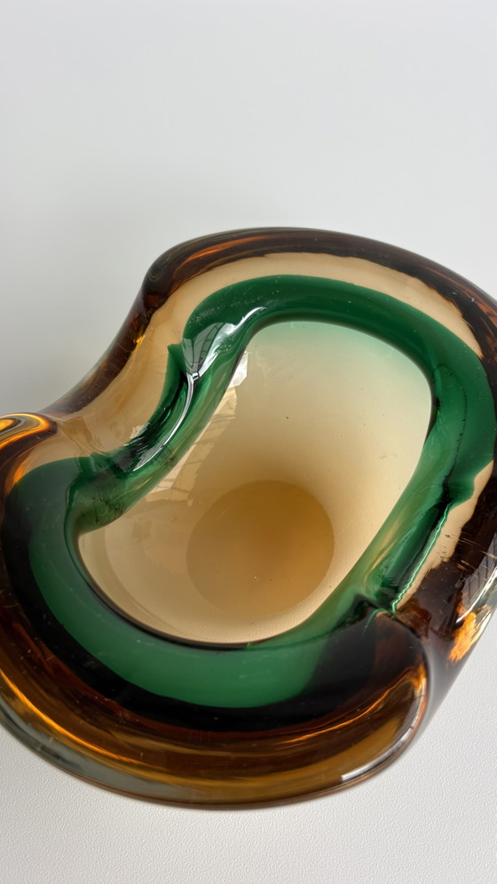 Vintage Murano Glass Geode Jewelry Bowl / Ashtray Sommerso - Flavio Poli Design (photo 4 of 14)